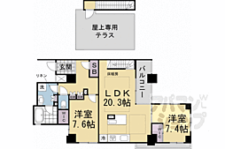 京都市営烏丸線 烏丸御池駅 徒歩2分の賃貸マンション 11階2LDKの間取り