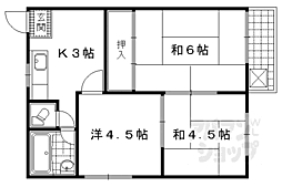 JR湖西線 唐崎駅 徒歩8分の賃貸アパート 1階3Kの間取り