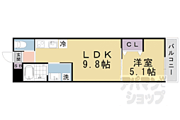 LEI椥辻 1LDKの間取図画像