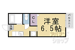 クローバーハウス御陵 2階1Kの間取り