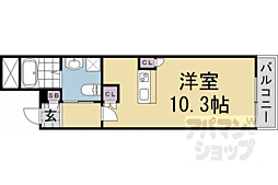 京阪本線 清水五条駅 徒歩13分の賃貸マンション 1階ワンルームの間取り