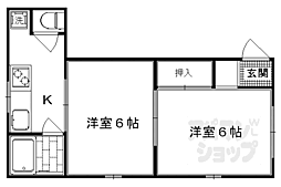 近鉄京都線 上鳥羽口駅 徒歩12分の賃貸マンション 4階2Kの間取り