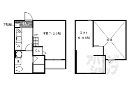 京阪本線 丹波橋駅 徒歩13分の賃貸アパート 1階1Kの間取り