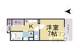京都市営烏丸線 くいな橋駅 徒歩10分の賃貸アパート 3階1Kの間取り