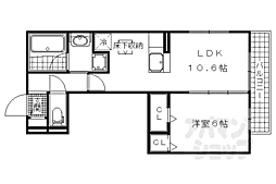 阪急京都本線 西向日駅 徒歩29分の賃貸アパート 2階1LDKの間取り