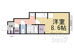 JR東海道・山陽本線 石山駅 徒歩9分の賃貸アパート 1階ワンルームの間取り