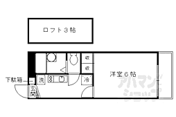 京阪本線 墨染駅 徒歩7分の賃貸アパート 1階1Kの間取り