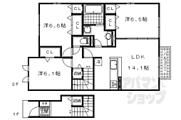 京阪石山坂本線 南滋賀駅 徒歩7分の賃貸アパート 2階3LDKの間取り