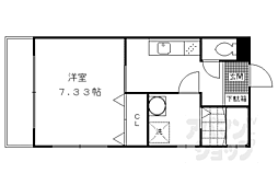 京阪本線 墨染駅 徒歩7分の賃貸アパート 1階1Kの間取り
