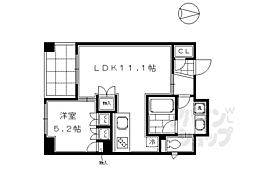 京都市営烏丸線 四条駅 徒歩3分の賃貸マンション 9階1LDKの間取り
