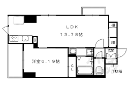 JR東海道・山陽本線 京都駅 徒歩5分の賃貸マンション 6階1LDKの間取り
