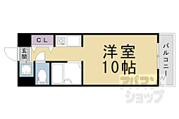 京都市営烏丸線 四条駅 徒歩6分の賃貸マンション 3階ワンルームの間取り