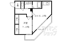 JR東海道・山陽本線 京都駅 徒歩10分の賃貸マンション 3階1DKの間取り