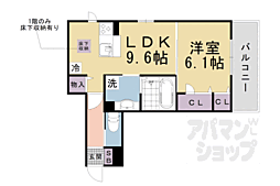 JR湖西線 堅田駅 徒歩6分の賃貸アパート 1階1LDKの間取り