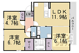 JR東海道・山陽本線 膳所駅 徒歩11分の賃貸アパート 2階3LDKの間取り