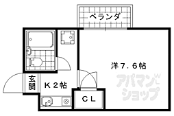 御陵シャトー朝日 1Kの間取図画像