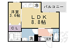 京都市山科区東野南井ノ上町アパート 1LDKの間取図画像