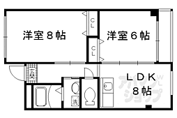 コーポラス伏見 2DKの間取図画像