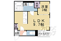 京都市山科区東野中井ノ上町アパート 1LDKの間取図画像