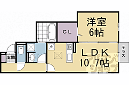 京都市伏見区景勝町アパート 1LDKの間取図画像