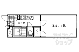 レオパレス山科御陵 1Kの間取図画像