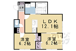仮称)ユアメゾン山科 2LDKの間取図画像