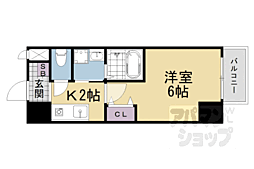 サムパティーク山科 1Kの間取図画像