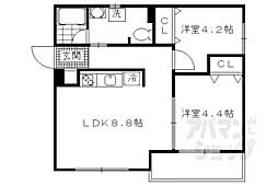 ヴィラヴィスタダイゴサウスサイド 2LDKの間取図画像