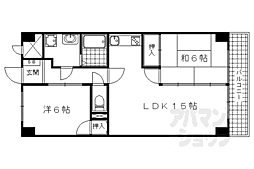 東野第一グリーンハイツ山科 2LDKの間取図画像