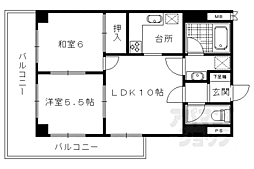 ライオンズマンション京都河原町第2 2LDKの間取図画像