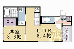 京都市山科区竹鼻立原町アパート 1LDKの間取図画像