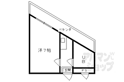 シティハウス丹波橋 1Kの間取図画像