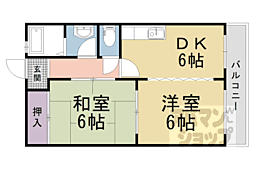 パルフェマンション 2DKの間取図画像
