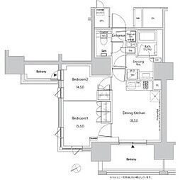 西武池袋線 椎名町駅 徒歩5分の賃貸マンション 11階2DKの間取り