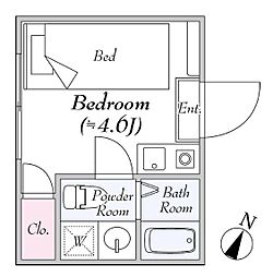 東京メトロ丸ノ内線 新大塚駅 徒歩8分の賃貸マンション 2階ワンルームの間取り