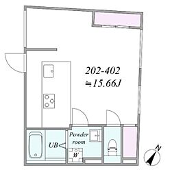 東京メトロ丸ノ内線 新大塚駅 徒歩7分の賃貸マンション 2階1DKの間取り