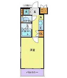 西武池袋線 桜台駅 徒歩7分の賃貸マンション 4階1Kの間取り