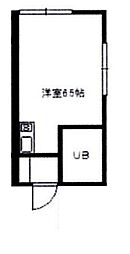 都営大江戸線 新江古田駅 徒歩5分の賃貸マンション 2階ワンルームの間取り
