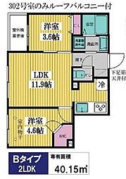 西武有楽町線 練馬駅 徒歩9分の賃貸マンション 3階2LDKの間取り