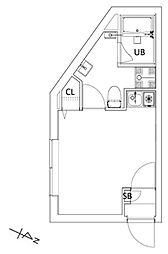 西武池袋線 桜台駅 徒歩9分の賃貸マンション 4階ワンルームの間取り