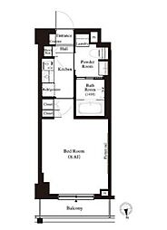 都営大江戸線 新江古田駅 徒歩5分の賃貸マンション 4階1Kの間取り
