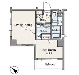 JR山手線 大塚駅 徒歩8分の賃貸マンション 2階1DKの間取り