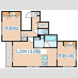 東京メトロ有楽町線 平和台駅 徒歩3分の賃貸マンション 2階2LDKの間取り