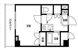 西武池袋線 中村橋駅 徒歩7分の賃貸マンション 3階1Kの間取り