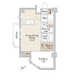 都営大江戸線 新江古田駅 徒歩6分の賃貸マンション 4階1LDKの間取り