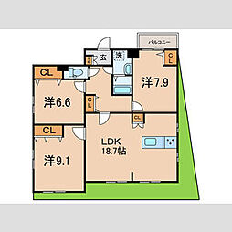 東京メトロ丸ノ内線 新大塚駅 徒歩5分の賃貸マンション 1階3LDKの間取り