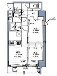 JR東北本線 尾久駅 徒歩8分の賃貸マンション 11階2LDKの間取り