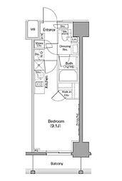ザ・パークハビオ巣鴨 4階ワンルームの間取り
