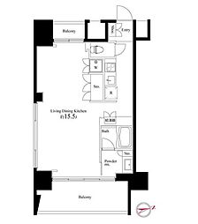 東京メトロ丸ノ内線 池袋駅 徒歩9分の賃貸マンション 6階1Kの間取り