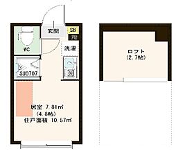 西武池袋線 江古田駅 徒歩6分の賃貸アパート 1階ワンルームの間取り